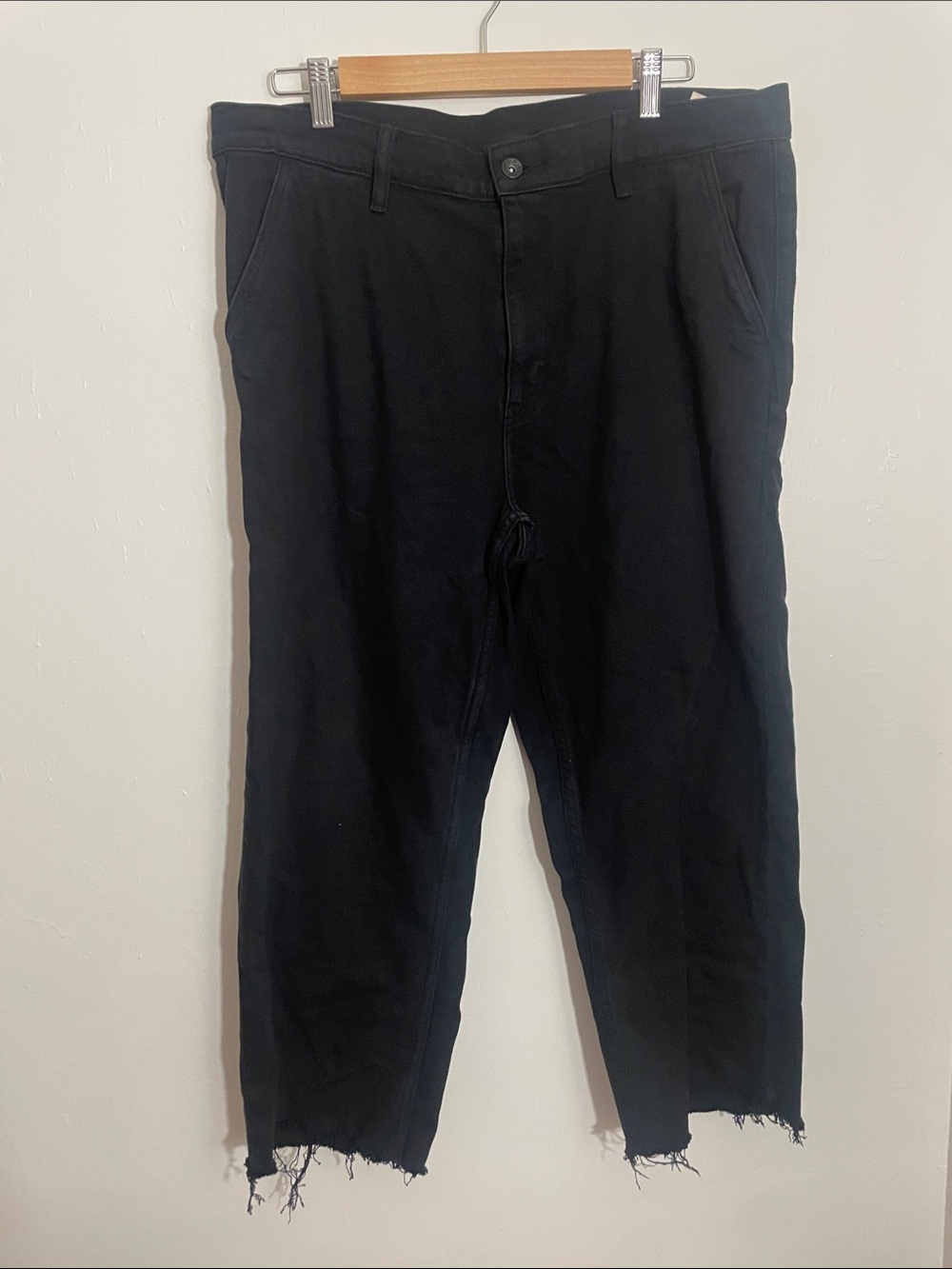 Uniqlo Black Chino Pants with Frayed Hem